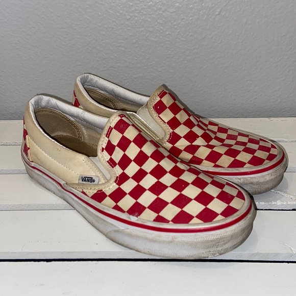 Vans Red Checkered Checkerboard Slip-on Sneaker Shoe Mens 6.5 Womens 8 - Picture 1 of 9
